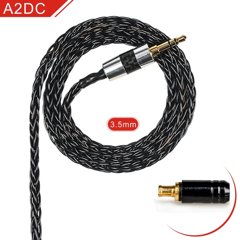 FDBRO 8*50 ядер с серебряным покрытием наушники обновления провода наушники MMCX кабель IE80 IM 2Pin 0,78 мм A2DC кабельная гарнитура 2,5/3,5/4,4 мм - Цвет: Black 3.5mm A2DC
