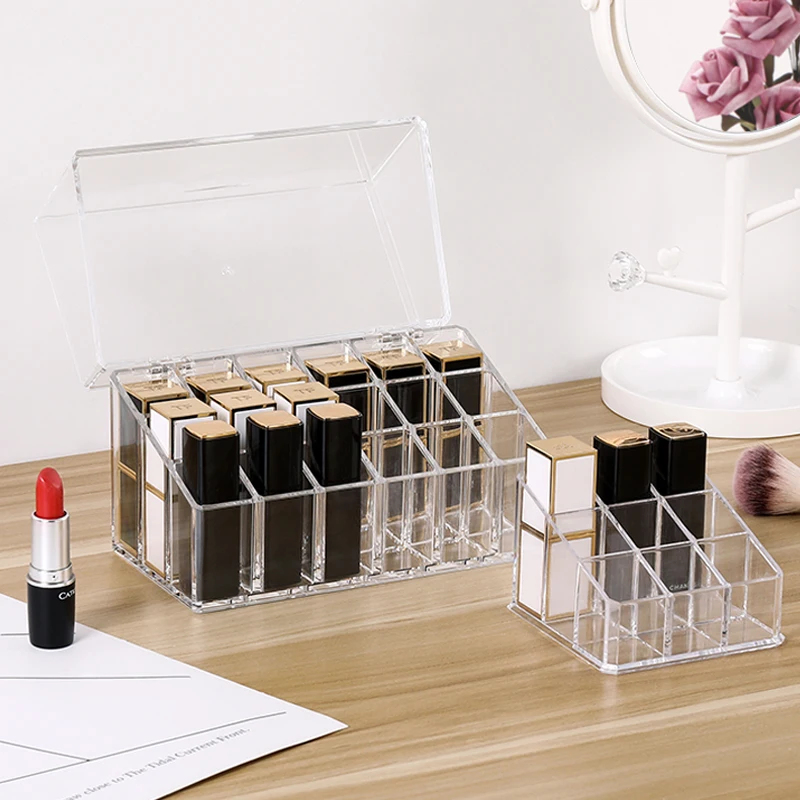 Plastic Lipstick Organizer Transparent Lip Gross Storage Box Large