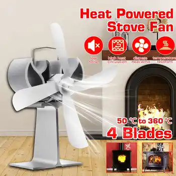 

NEW Fireplace 4 Blade Heat Powered Stove Fan Log Wood Burner Eco Friendly Quiet Fan Home Efficient Heat Distribution