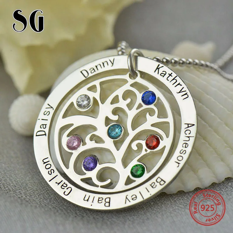 

SG personalise 925 sterling silver initial necklace for women 2019 new Custom birthstone and engraving name jewelry gifts
