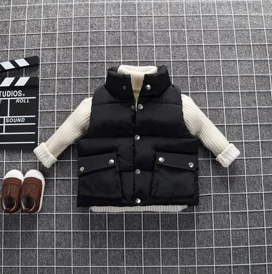 only vest Только жилет, 1 предмет, зимний толстый теплый жилет с хлопковой подкладкой для мальчиков и девочек плотная теплая одежда без рукавов для мальчиков, хлебная Одежда для мальчиков - Цвет: only vest