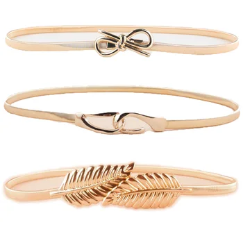 

Lady Gold Metal Chain Belts Narrow Waistband Women’s Elastic Stretch Waist Belt LLBLT0341