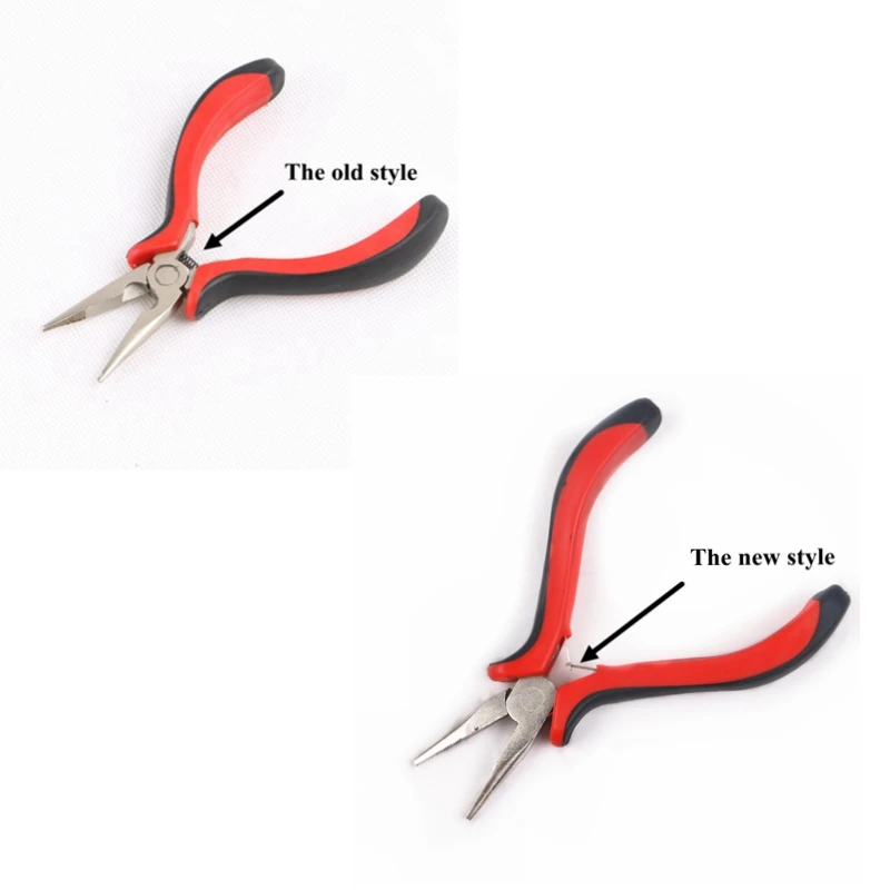 Black & Red Hair Plier Straight Head With Teeth No hole Hair Extensions Pliers For Micro Rings Beads 1pcs