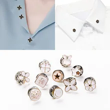 Mini Anti-Exposure Brooch Clover Shirt Hidden Pin Buckle Cardigan Neckline Silk Scarves Cufflinks Decoration Accessories Women's