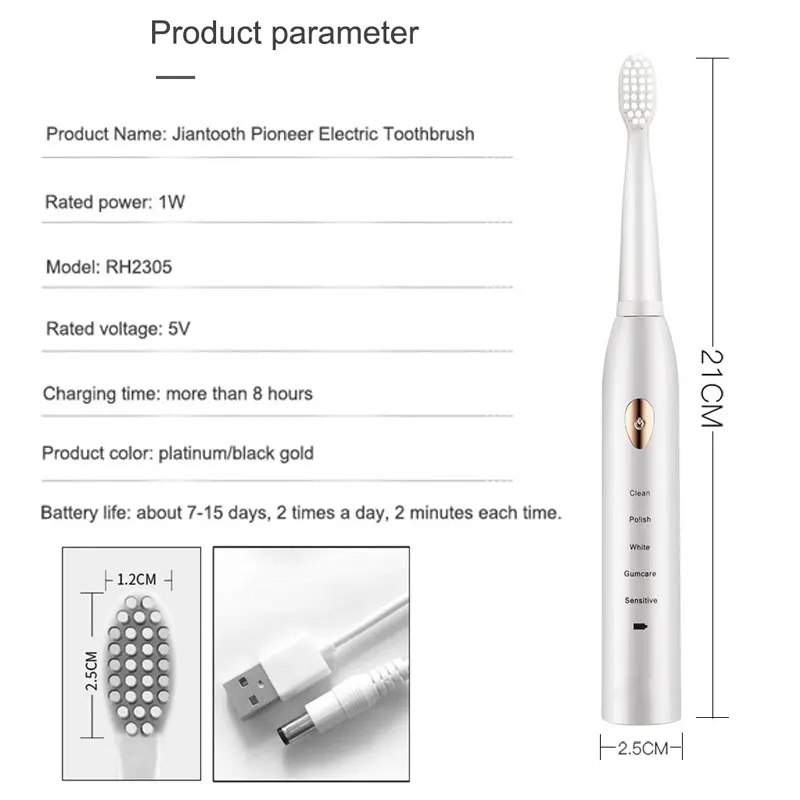 Electric Toothbrush IPX7 Waterproof Automatic Sonic Couple Suit ToothBrush USB Recharge 16 Brush Heads Electric Toothbrush Electric Toothbrush IPX7 Waterproof Automatic Sonic Couple Suit ToothBrush USB Recharge 16 Brush Heads Electric Toothbrush