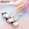 New Colorful Stainless Steel Serving Round Shape Spoon Coffee Scoops Ice Cream Dessert Tea Spoon Tableware Kitchen Cafe Tools ► Photo 1/6