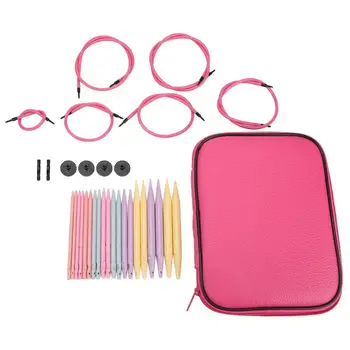 

Plastic Circular Knitting Needles Set 10 Pairs Interchangeable Crochet Needles with Case for Any Crochet Patterns & Yarns