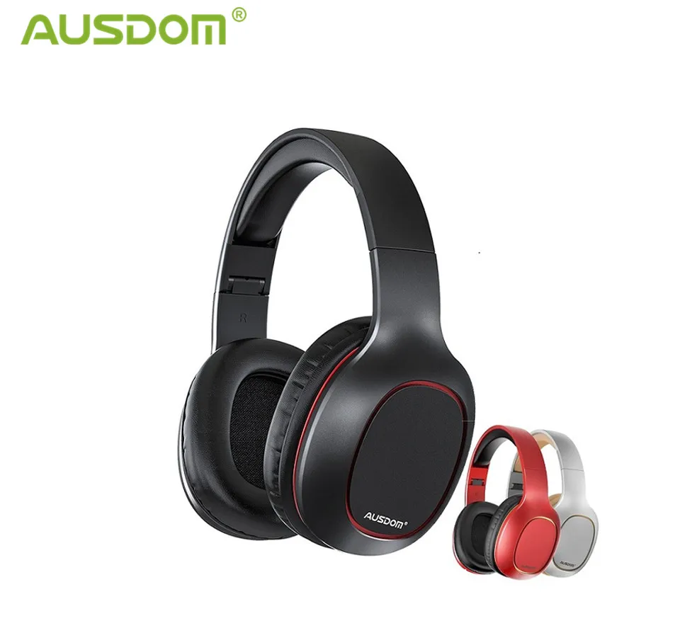 HOT SALES! AUSDOM M09 Bluetooth Headphone Over-Ear Wired Wireless Headphones Foldable Bluetooth 5.0 Stereo Headset with Mic Support TF Card