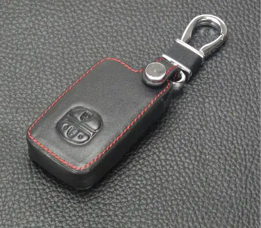 Чехол для ключей из натуральной кожи для Toyota Camry Highlander Crown Prado Land Cruiser Vitz Prius Intelligent Key Case, защитная сумка - Название цвета: black