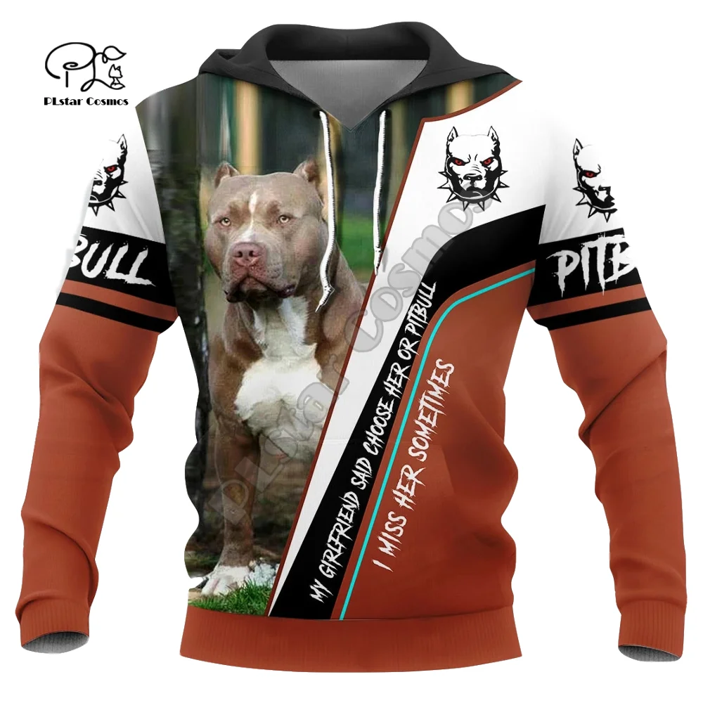 New Mens Funny pitbull Dogs 3d printing hoodies autumn long sleeve