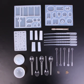 

1Set Craft Tool Soap Cake Mould Crystal Pendant Beading Casting Molds Clear Silicone Resin Liquid Mold DIY Jewelry Making