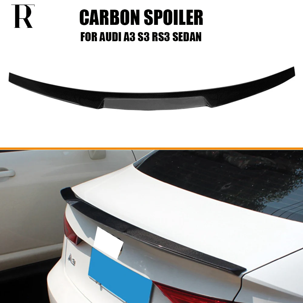 

M4 Стиль углеродного волокна спойлер на задний багажник, крыло для Audi A3 S3 RS3 Седан 4 двери 2014 - 2019
