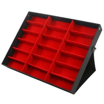 

18 Grid Sunglasses Storage Box Organizer Glasses Display Case Stand Holder Eyewear Eyeglasses Box Sunglasses Case Red+Red+Black