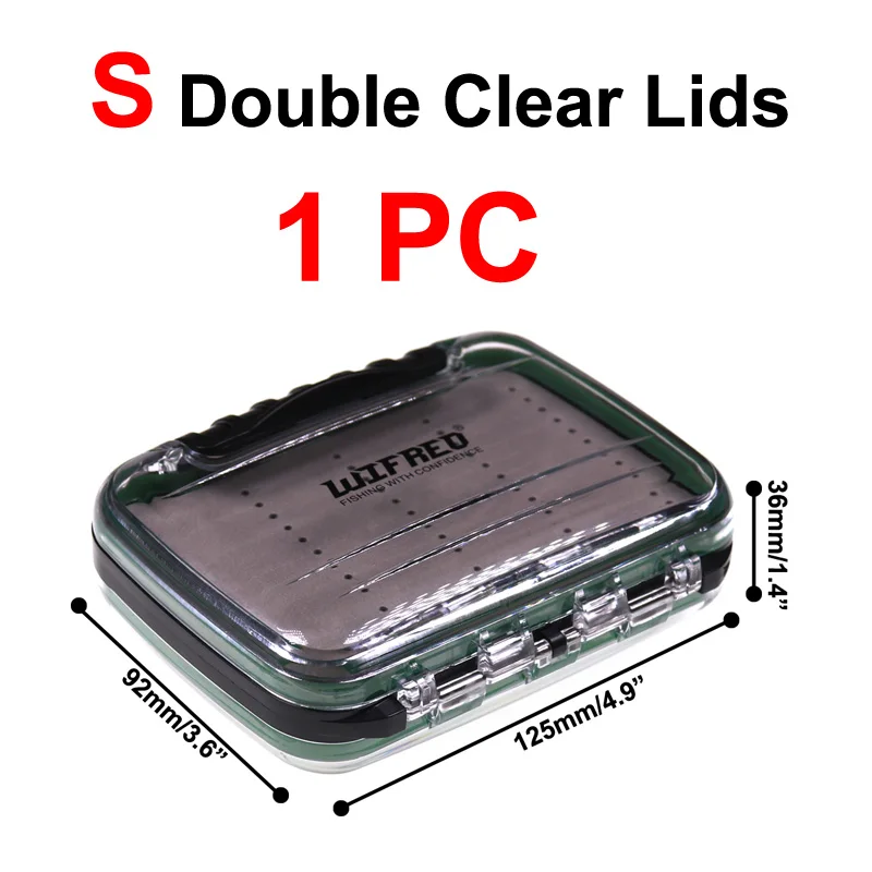 S Double Lids Wifreo 1 шт., большой размер, чемодан для ловли нахлыстом, коробка для нахлыстом, EVA, водонепроницаемый, карманный, для путешествий, дисплей, лодка, приманка для соленой воды, рыболовные чехлы - Цвет: S Double Lids
