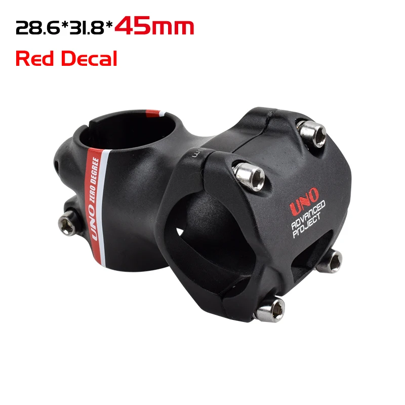 45mm Red Decal UNO 28,6*31,8 мм Алюминий рулевая колонка велосипеда 0 градусов 1-1/" вынос руля для горного велосипеда 35/45 мм XC DH MTB Дорожный велосипед ручка бар стержень Запчасти - Цвет: 45mm Red Decal