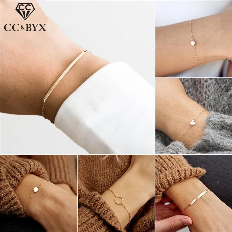 Женские браслеты CC ювелирные изделия с серебряным покрытием золотого цвета
