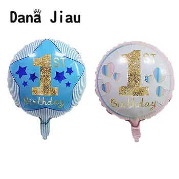 

Wedding NEW 18 Inch Baby Shower First 1th Birthday Day Party Decoration Foil Balloon Boy Blue Balloon Girl Pink Hear Love Gift