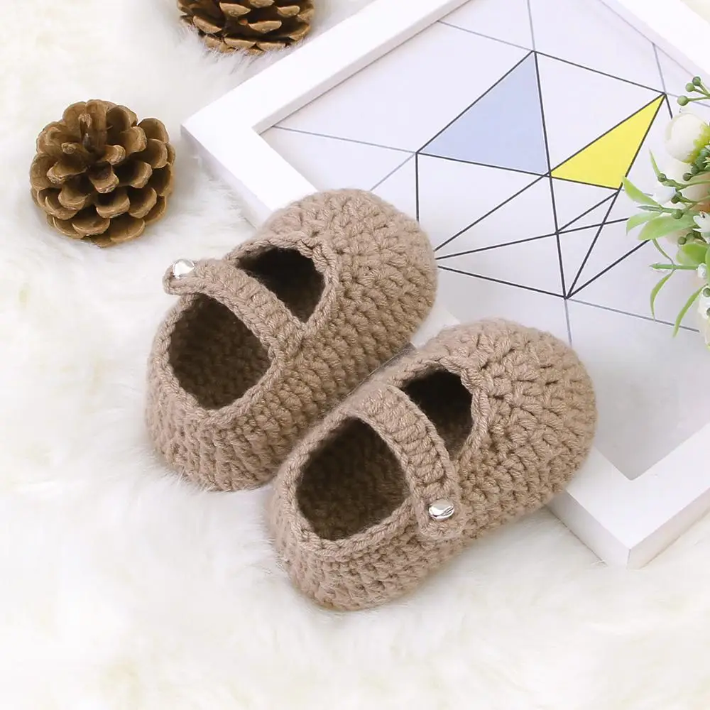 Baby Shoes Soft Sole Warm Knitted Infant Crochet First Walkers Cute Anti-slip Toddler Boys Girls Prewalker Newborn Crib Footwear