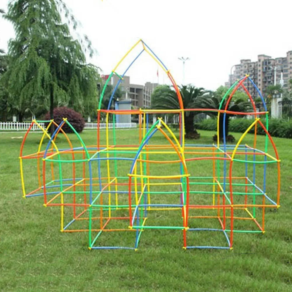 100 шт 4D DIY Пластиковые игрушки соломинка бой вставленные строительные наборы сборочные игрушки блоки кирпичи Рождественский подарок для детей