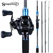 Sougayilang 1,8 м 2,1 м Приманка Удочка и 12+ 1BB катушка для приманки 4 секции углеродная удочка и литье рыболовных колес набор Pesca