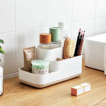 

Desktop Storage Box Desk Decor Stationery Makeup Cosmetic Organizer Home Room Brush Lipstick Holder Large Capacity Plastic Case