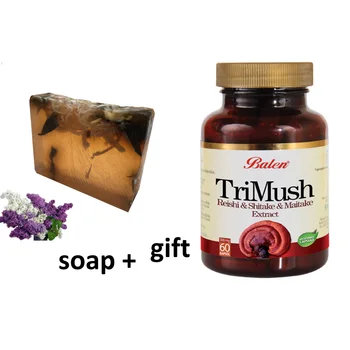 

(gift items)HANDMADE LILAC essential oil 100gr Soap+Gift Food Supplement Reishi Shiitake Maytake Mushroom Extract s