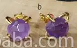 b WT-E123 натуральный камень клипсы с камнем Серьги Амазонит крик стали натуральный камень шпильки с 24k золотой Гальванизированный зубец установка - Окраска металла: b