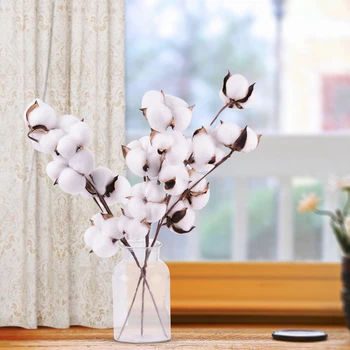 

Naturally Dried Cotton Stems Farmhouse Artificial Flower Filler Floral Decor Fake Cotton Flower DIY material garland home decor