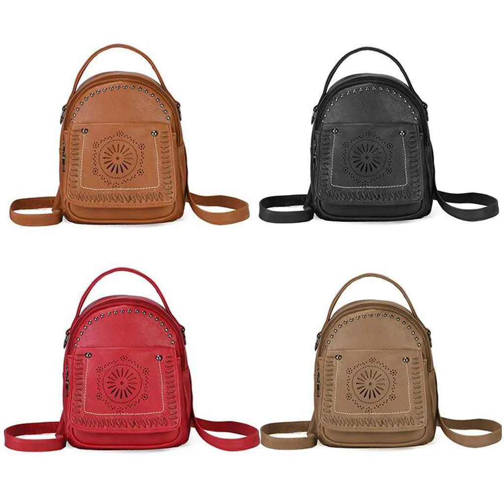 

Mini Backpack Fashion Women's Retro Leisure Leather Backpack Laptop Hollow Out Travel School Female Ladies Wild Rucksack Bag
