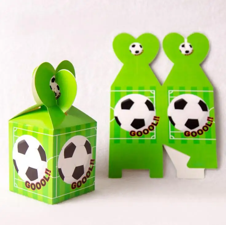 6pcs candy Box Футбольная тема одноразовая посуда для праздника Зеленый С Днем Рождения вечерние украшения для мальчиков Поклонники для футбола тематические тарелки чашки подарок - Цвет: 6pcs candy Box