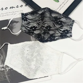 

10pcs/lot Summer Korean women sexy lace mask female double-layer cotton thin breathable cold fabric dust-proof hanging ear mask