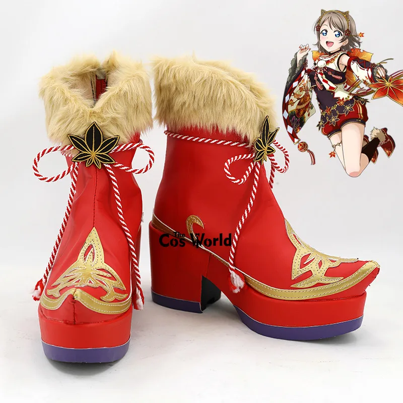 

LoveLive!Sunshine!! Aqours Red Leaf Maple Awaken Takami Chika Sakurauchi Riko Watanabe You Anime Customize Cosplay Shoes Boots