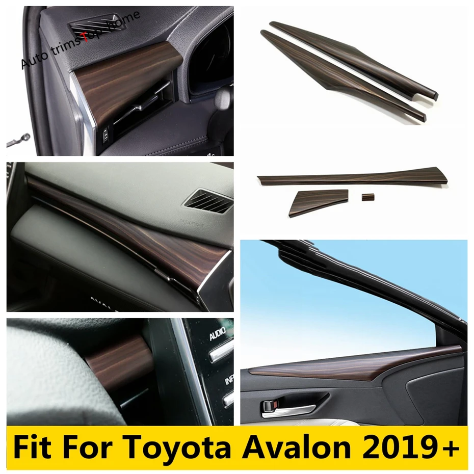 

Car Wood Grain Interior Dashboard Central Control Panel Front Door Armrest Decor Strip Cover Trim For Toyota Avalon 2019 - 2023