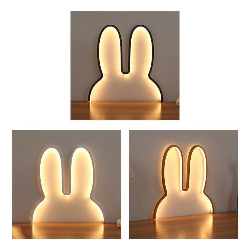 

Creative Rabbit Head Shape LED Night Light Home Bar Club Decorative Color Desk