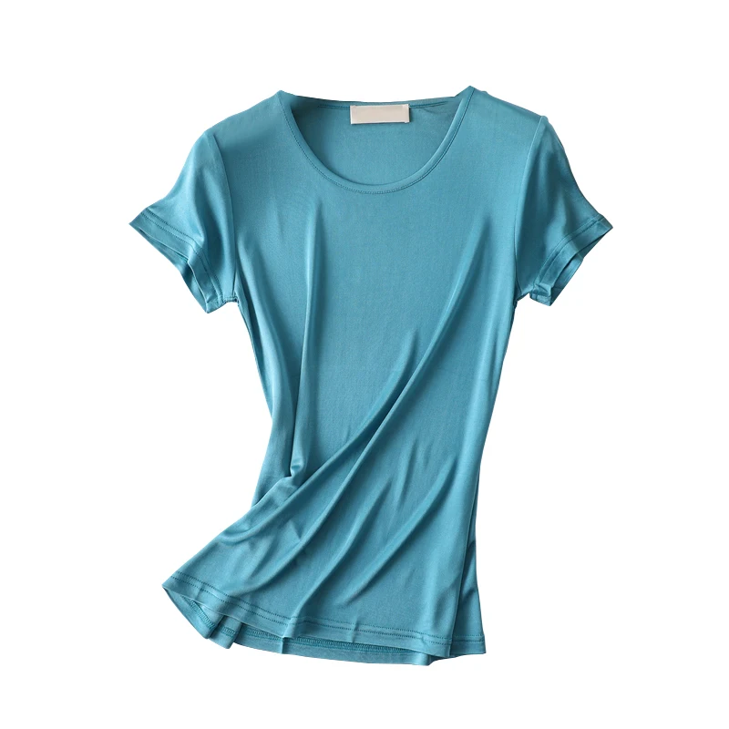 Лето 50% натуральный шелк modis размера плюс уличная футболка для женщин camiseta mujer femme