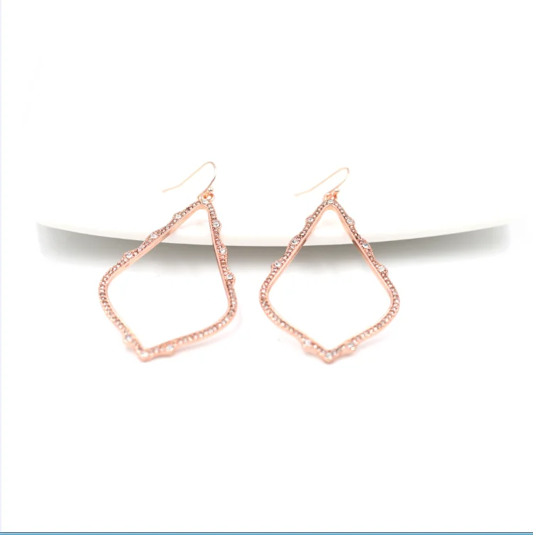 Rose Gold Осень Новое поступление 4 цвета вариант кристалл камень инкрустация полые капли воды кулон ожерелье - Окраска металла: Rose Gold