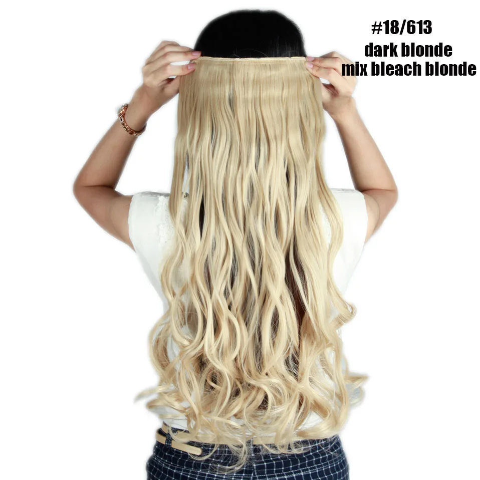 S-noilite 2" волосы синтетические на зажимах в одной части длинные волнистые вьющиеся женские волосы 5 заколки для волос расширение розовый красный белый серый - Цвет: 18-613