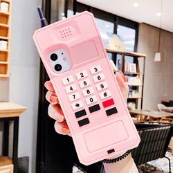 Retro Style 3D Classic Mobile Phone Case - Soft Silicone, Humorous Design for iPhone SE (2020) (Pink)