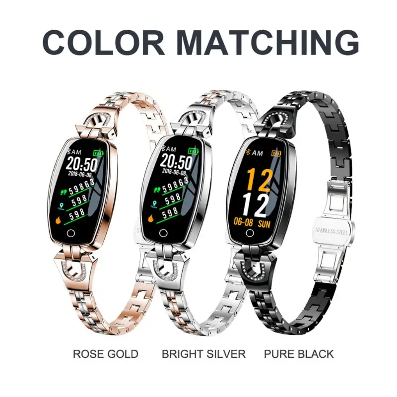H8 Waterproof Smart Bracelet Women Sports Heart Rate Blood Pressure Monitor Watch Fitness for iOS and Android Systems