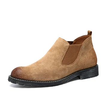 

Men 2020 italian brand designer suede Leather Boots winter Ankle Chelsea Boots Fashion Footwear Shoes Men zapatos de hombre