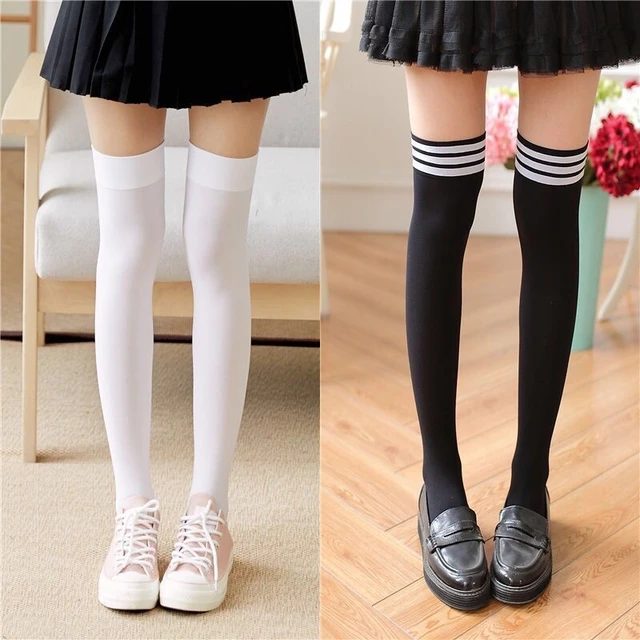 Womens Over The Knee Thigh High Socks Stockings Student Kawaii Japanese  Sock New