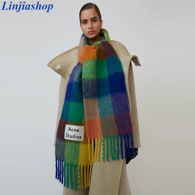 Linjiashop кашемировая шаль осенний зимний теплый шарф 4 вида цветов клетчатые