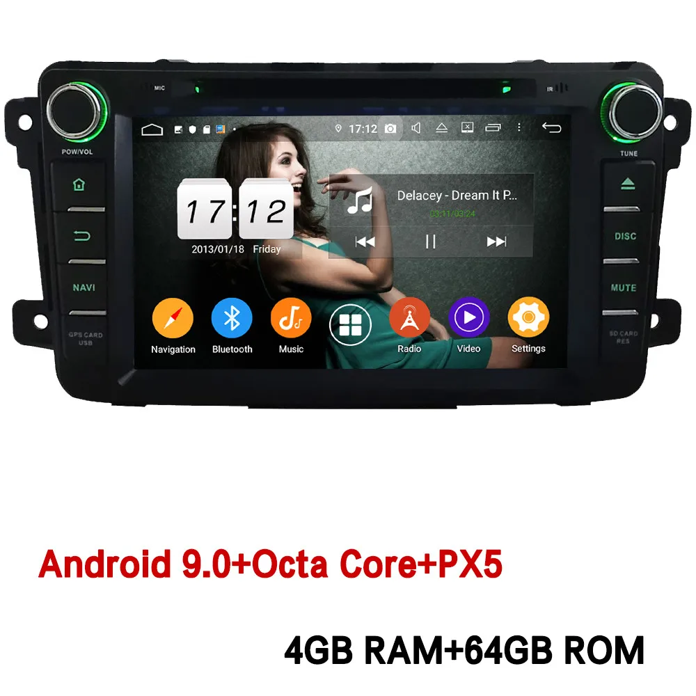 Klyde ips 4G wifi Android 9,0 Восьмиядерный 4 Гб ОЗУ 64 Гб ПЗУ DSP BT автомобильный DVD мультимедийный плеер Радио стерео для Mazda CX-9 2007 - Цвет: 4GB RAM x 64GB ROM