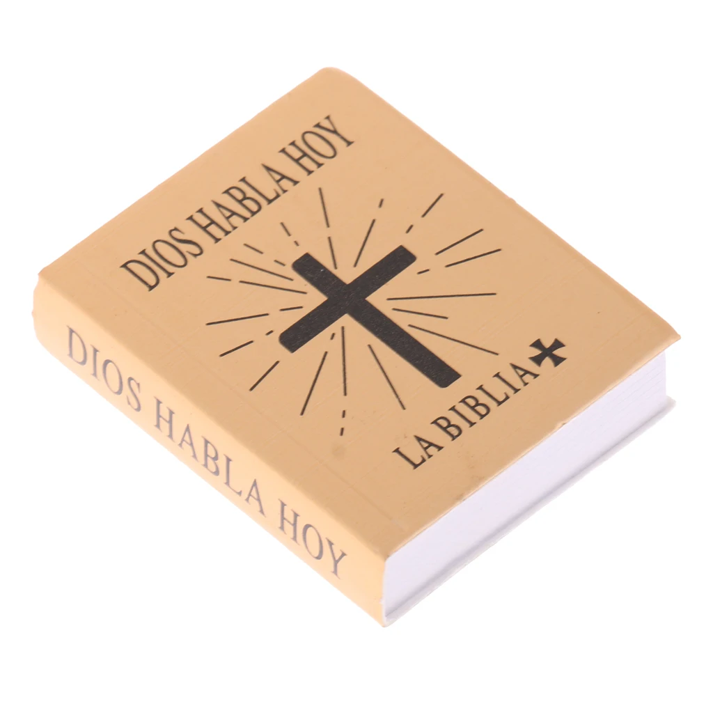 1/6 Scale Mini Spanish Edition Holy Bible Book Dollhouse Miniature Gold