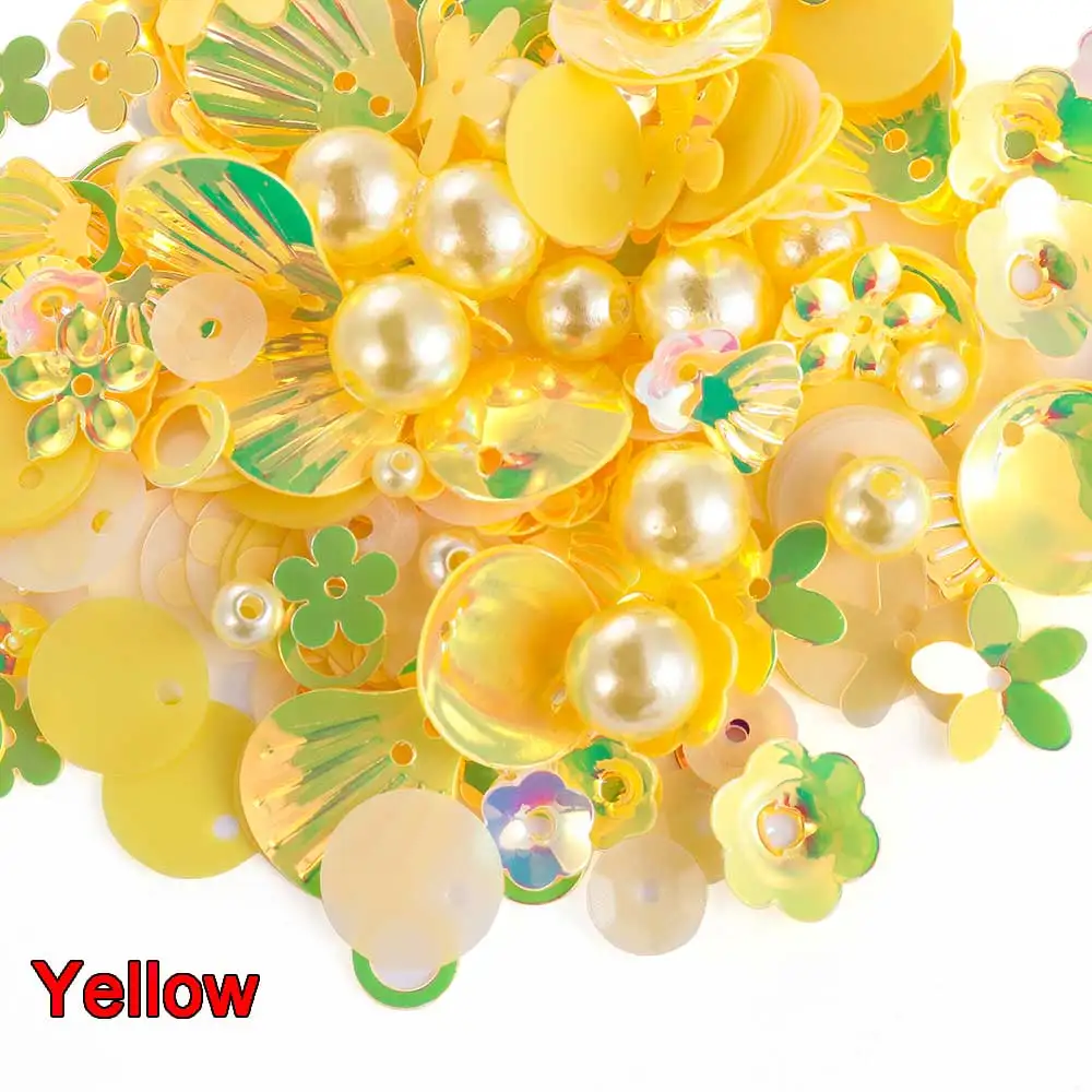 yellow 1 сумка модные блестящие ПВХ шитье блестки свободные блестки круглые бусины из перламутра DIY украшения ювелирные изделия Свадебные украшения для дома - Цвет: yellow
