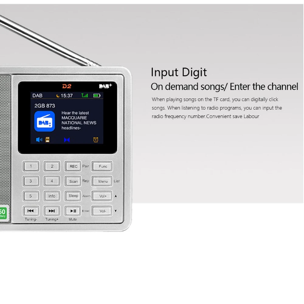 GTMEDIA D2 портативный радио FM Bluetooth DAB стерео с TFT-LCD цветным дисплеем будильник Поддержка Micro SD TF карта AUX вход