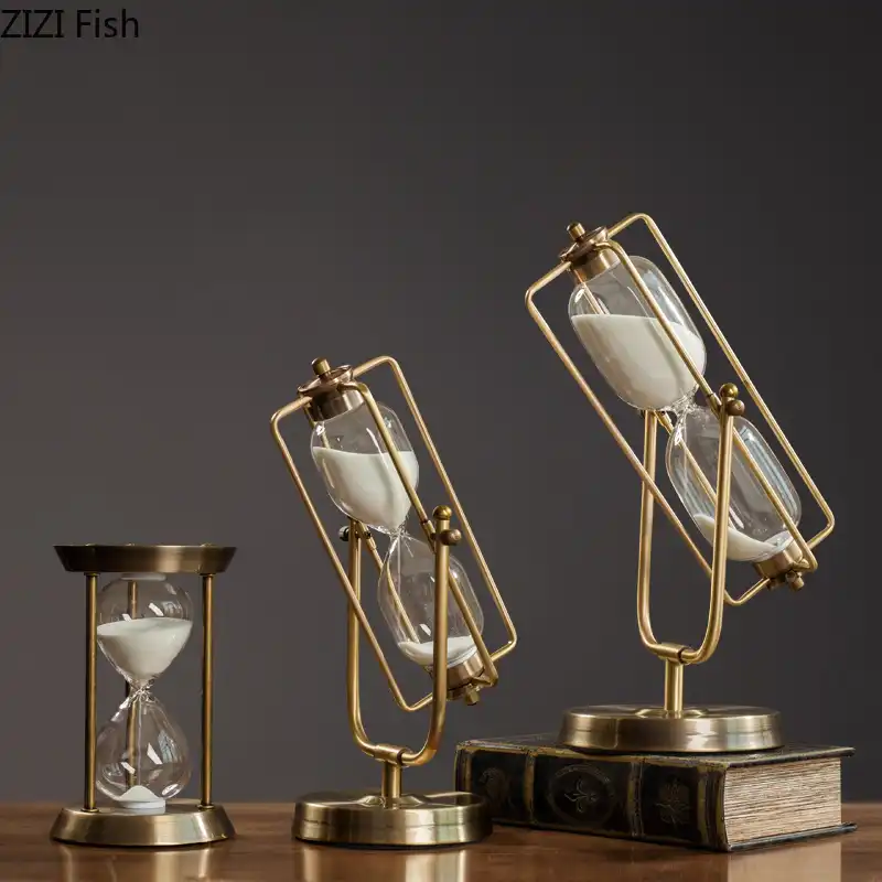 Wooden Sandglass Metal Sand Hourglass 15 30 60 Minute Countdown Timer Clock Golden Timing Adornment Desk Decoration Home Decor Figurines Miniatures Aliexpress
