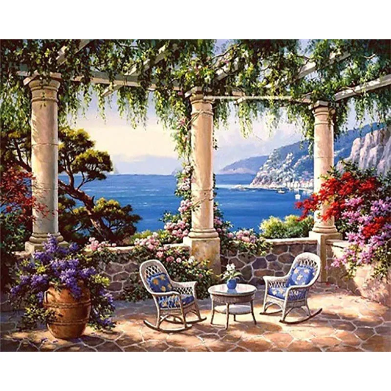 painting by numbers3 Пейзаж живопись по номерам краски по номерам для взрослых DIY Раскраска по номерам масляные пронумерованные картины холст - Цвет: painting by numbers3
