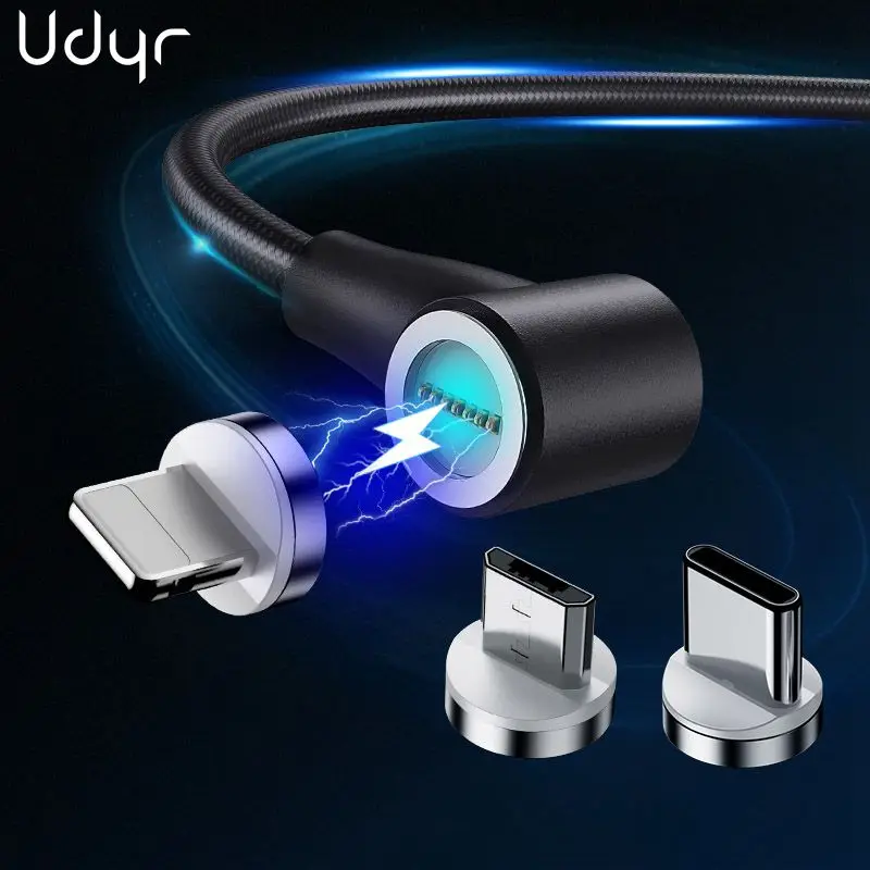 Udyr 2 м Магнитный кабель Micro USB кабель для iPhone XS 7 samsung S9 3A Быстрая зарядка usb type C кабель магнитное зарядное устройство магнитный шнур