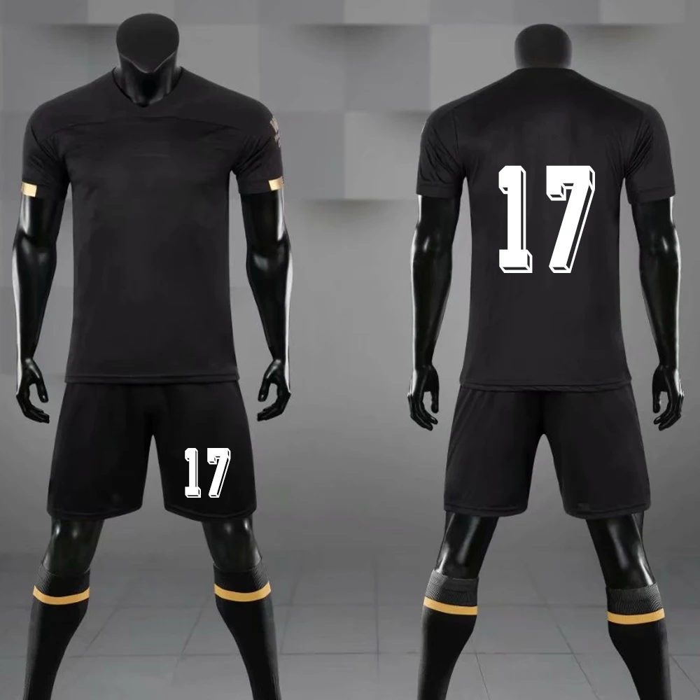Детская Футбольная форма Наборы для мужчин мальчиков тренировочный костюм для футбола комплект дышащий черный тренировочный костюм спортивная ткань печать настроить - Цвет: Number 17